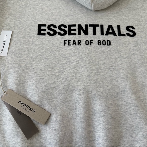FOG Essentials Hoodie Light Oatmeal/Light Gary Size L NWT 100 % Authentic - Picture 5 of 8